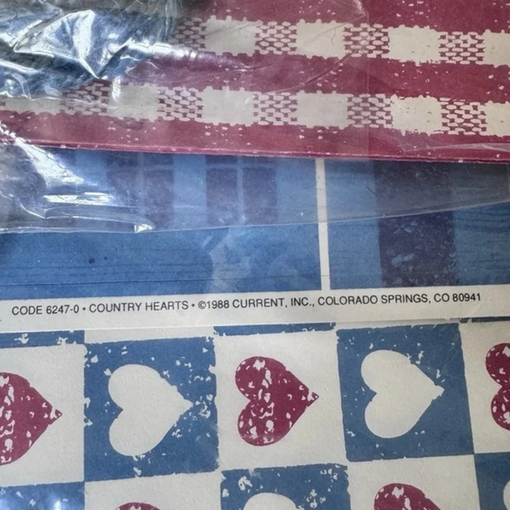 VTG 80s Folk Art Country Schoolhouse Amish Gift Wrap Paper Current‎ Inc NOS